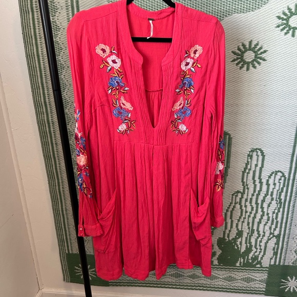 Free People Floral Embroidered Pink Dress - Picture 1 of 3